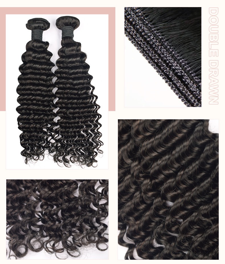 Elevate your style with our deep wave human hair bundle in natural black, a luxurious hair extension for a glamorous and chic look